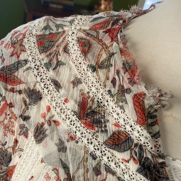 off white print blouse sz 2 Anthropologie - Picture 2 of 7